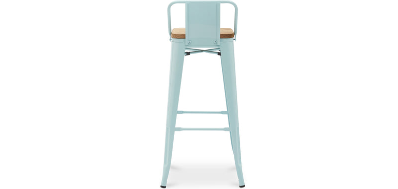 Barhocker mit Rückenlehne - Industrielles Design - Holz und Stahl - 76cm - Neue Ausgabe - Stylix