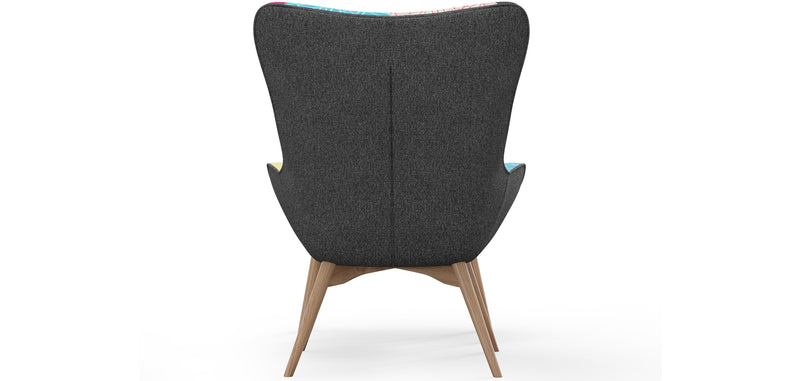 Poltrona com Descanso para Pés - Estofamento em Tecido Patchwork - Kontur