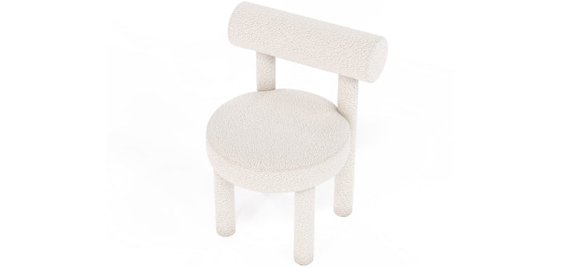 Chaise de salle à manger en bouclette fausse fourrure Tapissée - Boucles Blanches - Rhys