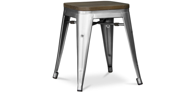 Industrial Design Stool - Wood and Steel - 45cm - Stylix