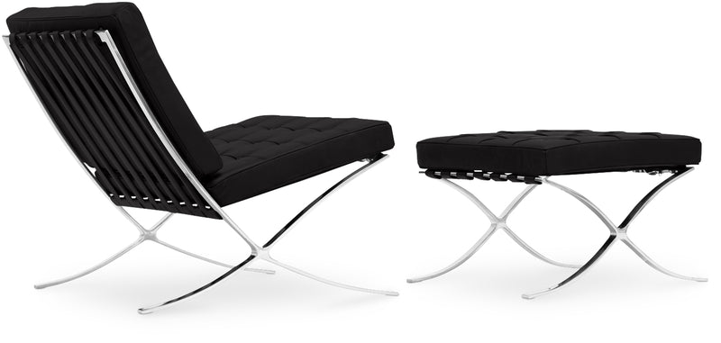 Design Armchair with Footrest - Faux Leather Upholstery - Town