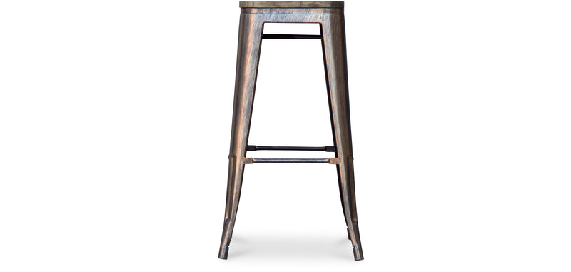 Industrial design bar stool - Wood and steel - 76cm - Stylix