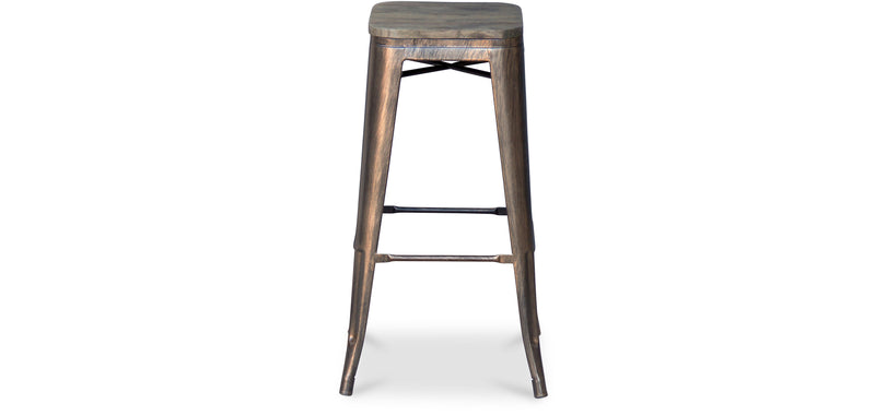 Industrial design bar stool - Wood and steel - 76cm - Stylix