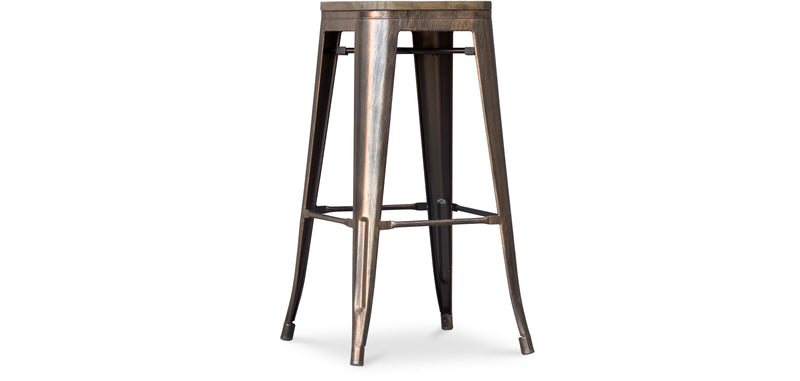 Industrial design bar stool - Wood and steel - 76cm - Stylix