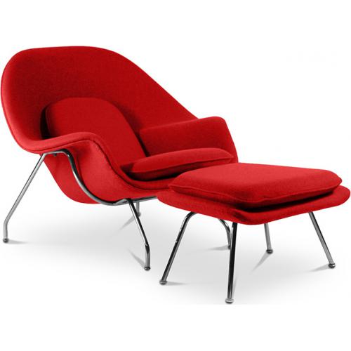 Design Armchair with Footrest - Fabric Upholstery - Womb