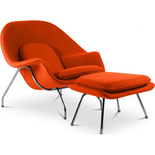 Design Armchair with Footrest - Fabric Upholstery - Womb