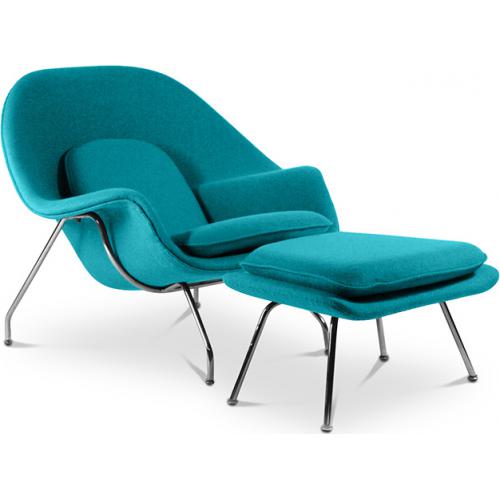 Design Armchair with Footrest - Fabric Upholstery - Womb
