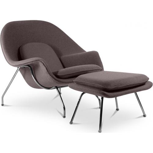 Design Armchair with Footrest - Fabric Upholstery - Womb