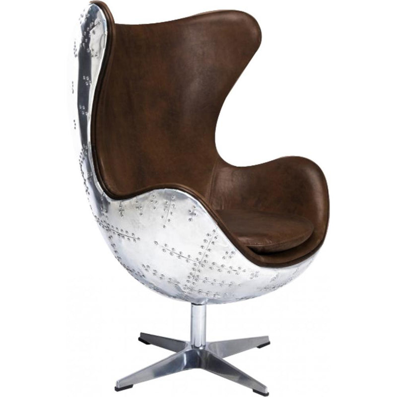 Poltrona com Apoios de Braço - Estilo Aviador - Couro e Metal - Cocoon