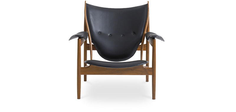 Design Armchair with Armrests - Wood and Leather - Captain