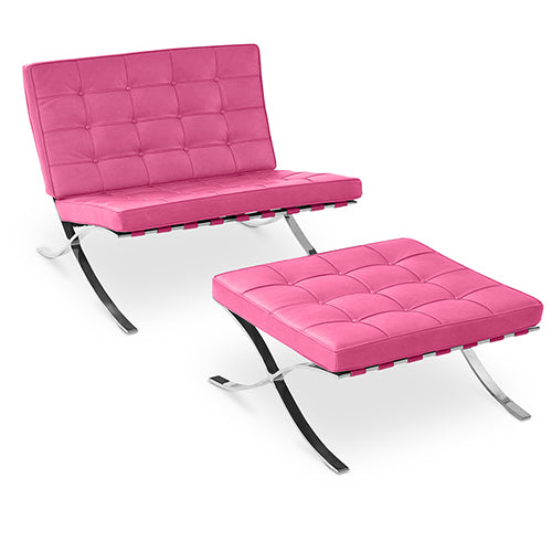 Design Armchair with Footrest - Faux Leather Upholstery - Town