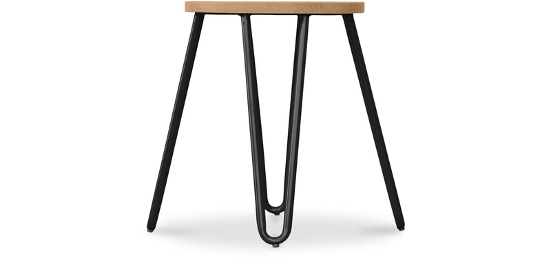 Sgabello da bar rotondo - design industriale - legno e acciaio - 44cm - Hairpin