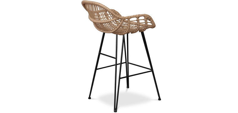 Taboret barowy z podłokietnikami - Styl Boho Bali - 65cm - Many