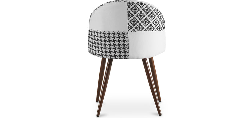 Silla de comedor - Tapizada en patchwork negro y blanco - Evelyne