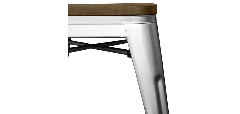 Industrial Design Stool - Wood and Steel - 45cm - Stylix