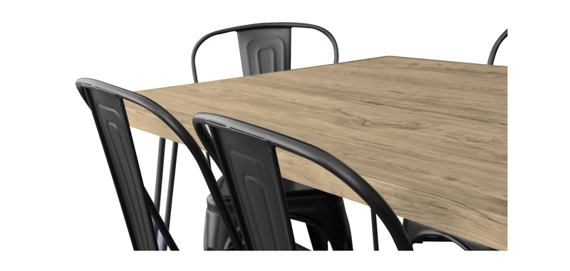 Dining Table Set - Industrial Design 150cm + Set of 6 Dining Chairs - Industrial Design - Hairpin Stylix