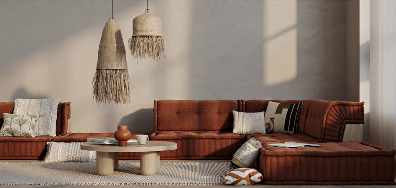 Raffia ceiling light - Boho Bali style pendant - Lanui