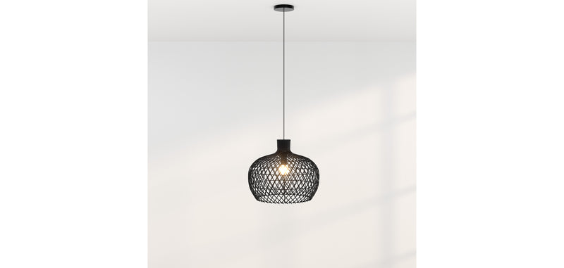 Lustre de plafond en rotin noir - Suspension de style Boho Bali - Cham