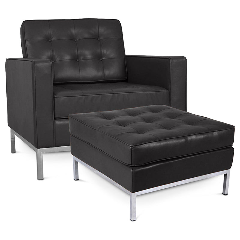 Fotel designerski z podnóżkiem - tapicerka z ekoskóry - Konel