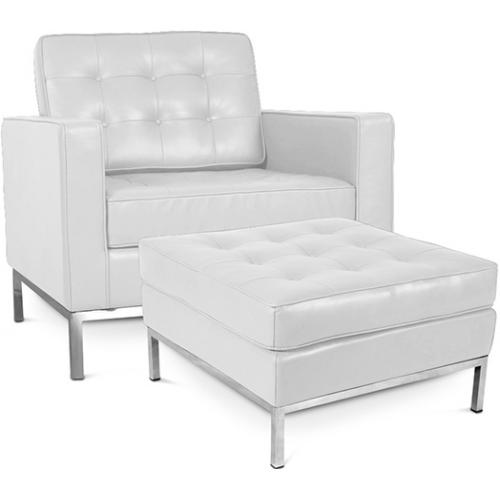 Fotel designerski z podnóżkiem - tapicerka z ekoskóry - Konel