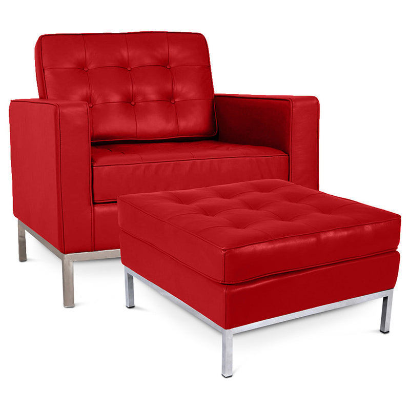 Fotel designerski z podnóżkiem - tapicerka z ekoskóry - Konel