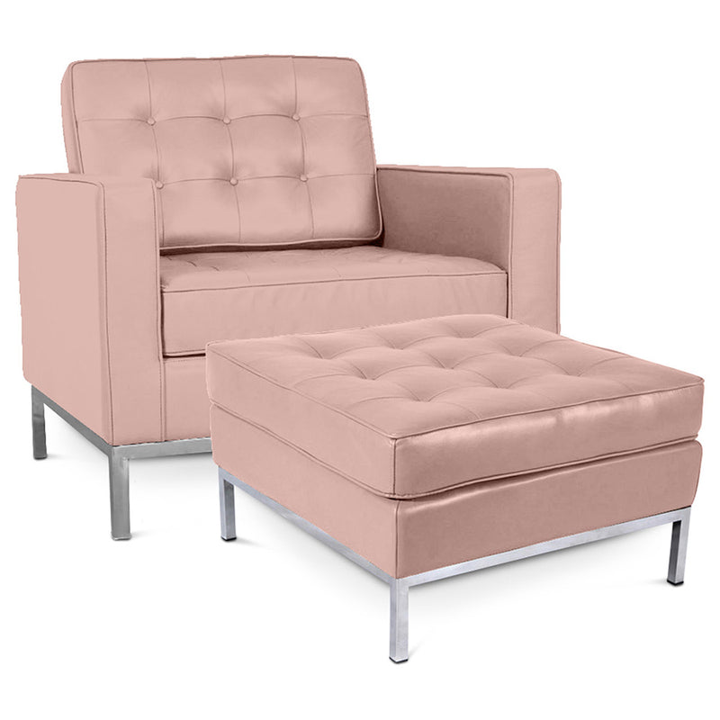 Fotel designerski z podnóżkiem - tapicerka z ekoskóry - Konel
