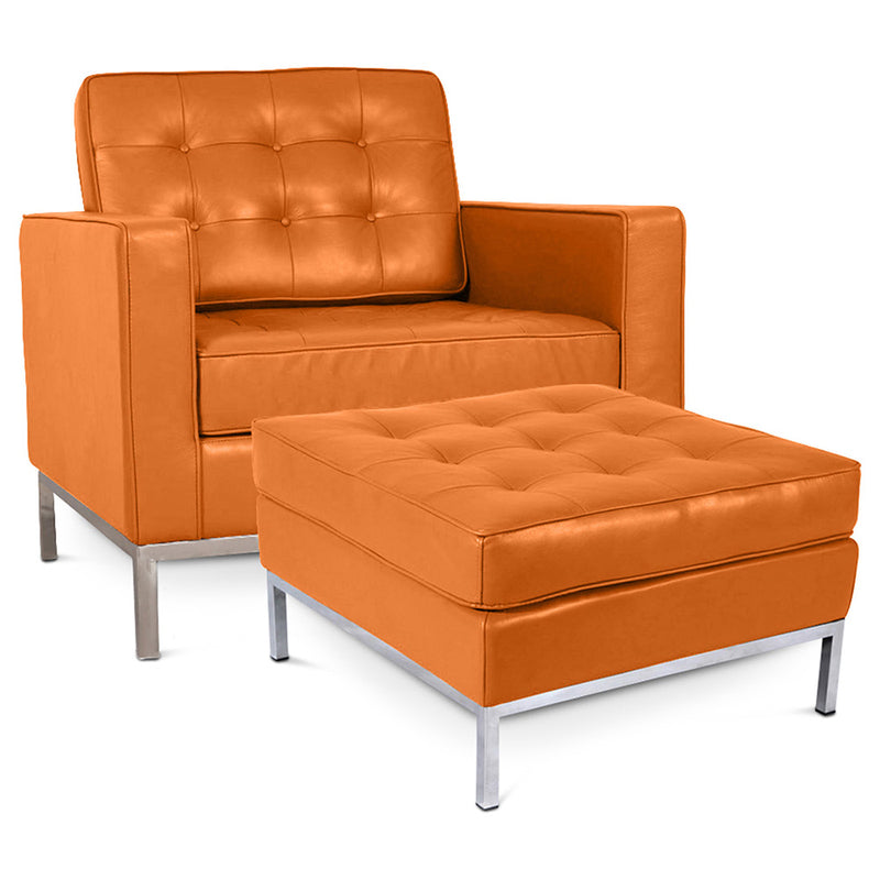 Fotel designerski z podnóżkiem - tapicerka z ekoskóry - Konel