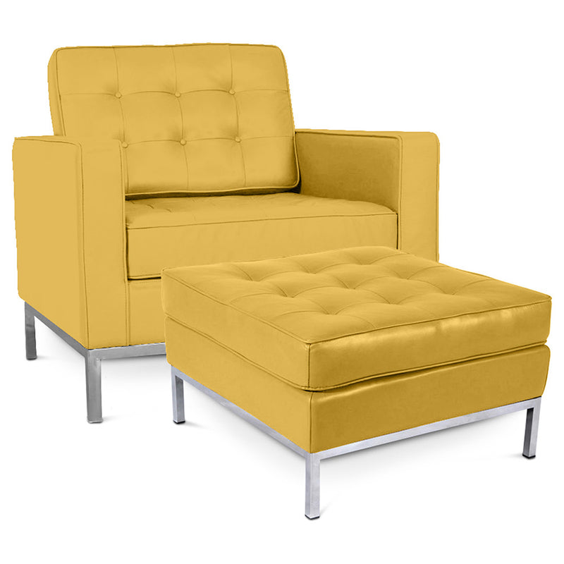 Fotel designerski z podnóżkiem - tapicerka z ekoskóry - Konel