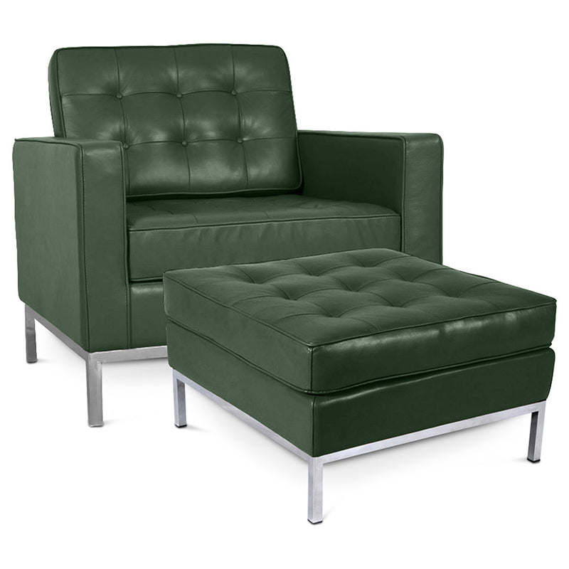 Fotel designerski z podnóżkiem - tapicerka z ekoskóry - Konel