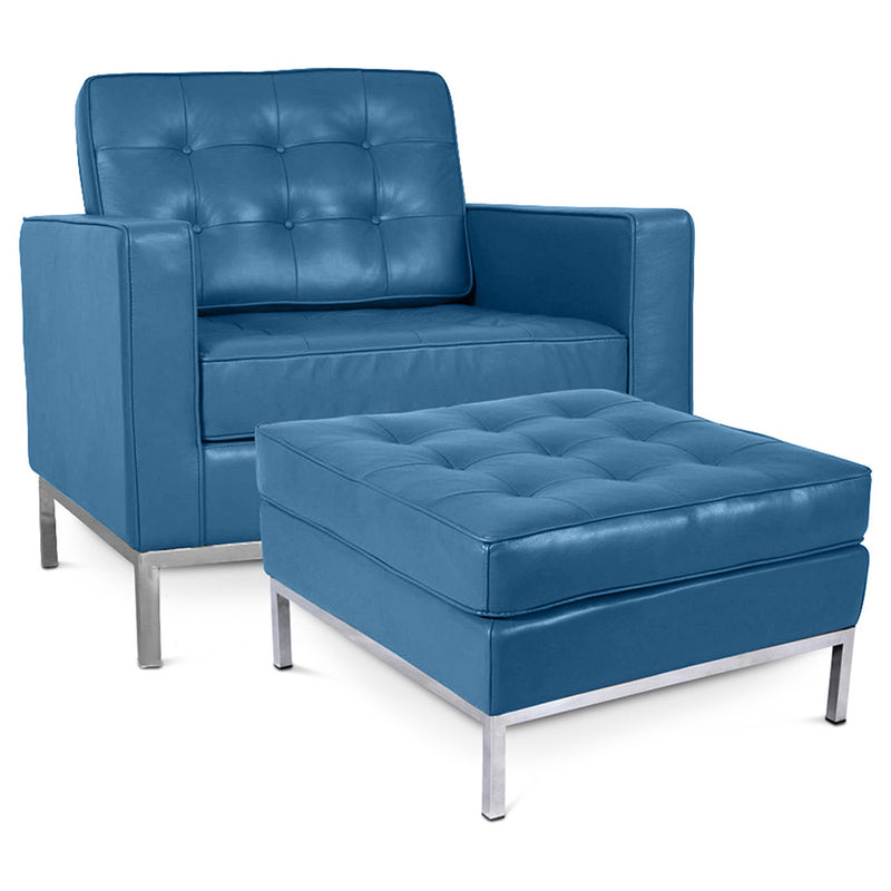 Fotel designerski z podnóżkiem - tapicerka z ekoskóry - Konel