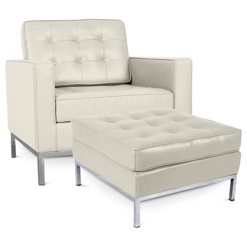 Fotel designerski z podnóżkiem - tapicerka z ekoskóry - Konel