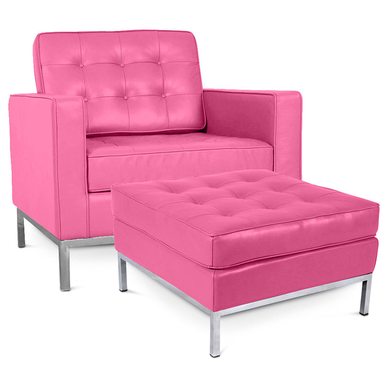 Fotel designerski z podnóżkiem - tapicerka z ekoskóry - Konel