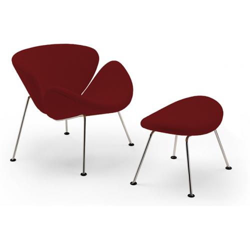 Design Armchair with Footrest - Leather Upholstery - Chunk