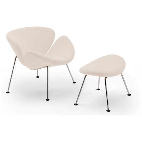 Design Armchair with Footrest - Leather Upholstery - Chunk