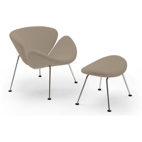 Design Armchair with Footrest - Leather Upholstery - Chunk
