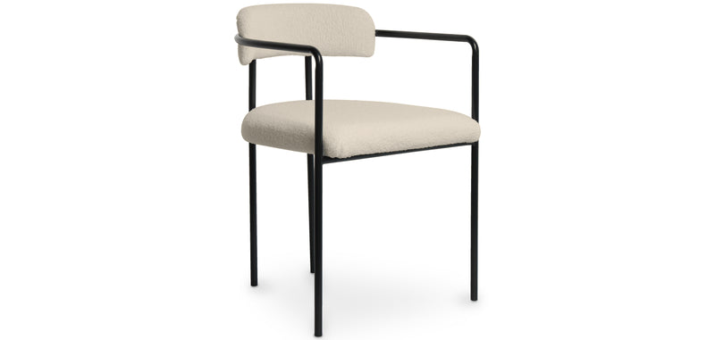 Chaise de salle à manger en bouclette fausse fourrure Tapissée - Boucles Blanches - Garne