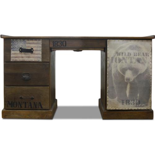 Wooden Desk with Drawers - Industrial Design - Bear