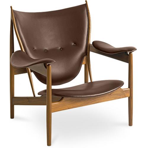 Design Armchair with Armrests - Wood and Leather - Captain