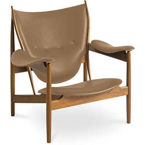 Design Armchair with Armrests - Wood and Leather - Captain