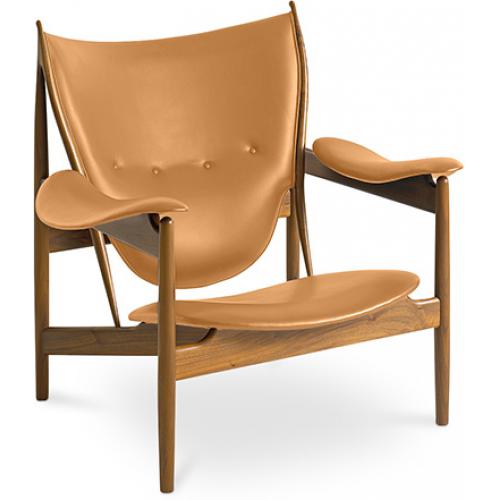 Design Armchair with Armrests - Wood and Leather - Captain