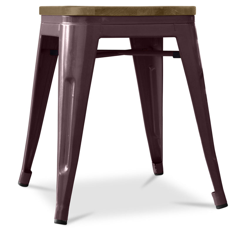 Industrial Design Stool - Wood and Steel - 45cm - Stylix