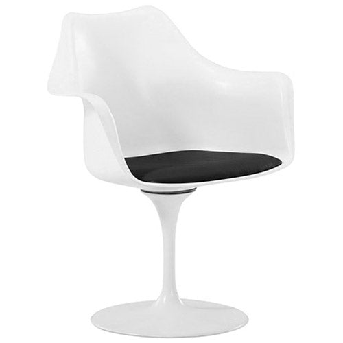 Dining chair with armrests - White swivel chair - Tulipan