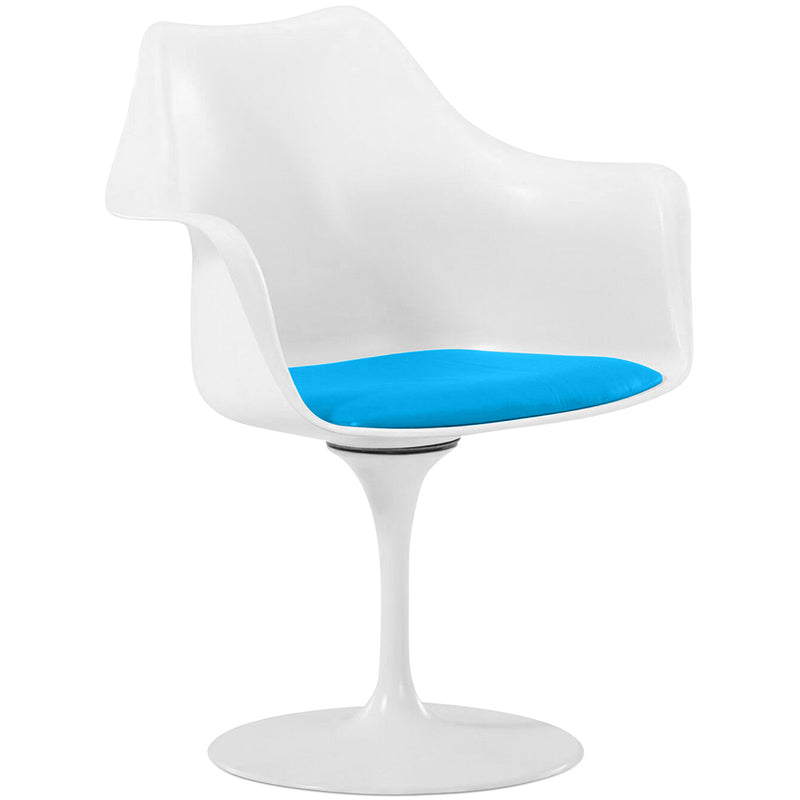 Dining chair with armrests - White swivel chair - Tulipan