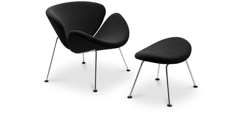 Design Armchair with Footrest - Upholstery - Chunk