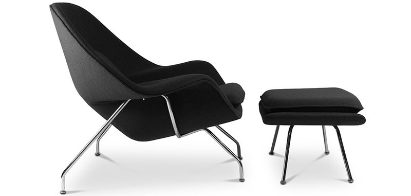Design Armchair with Footrest - Fabric Upholstery - Womb