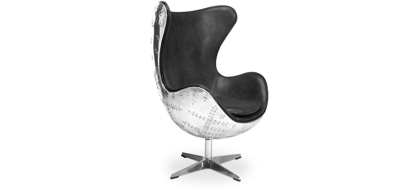 Fauteuil Design avec Accoudoirs - Design Oeuf - Cuir et Métal - Cocoon