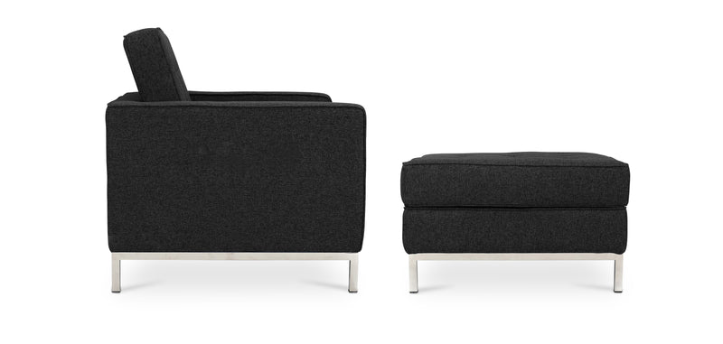 Fotel designerski z podnóżkiem - Pokrycie z kaszmiru - Konel