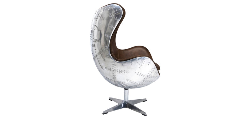 Poltrona com Apoios de Braço - Estilo Aviador - Couro e Metal - Cocoon