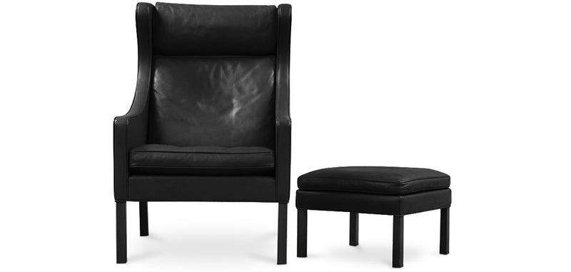 Armchair with Footrest - Faux Leather Upholstery - Micah