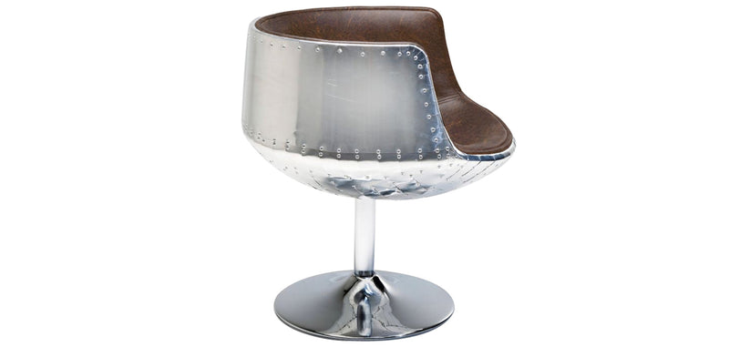 Chaise longue - Cadeira design - Similicouro e metal - Cognac